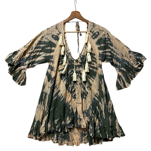 Lani Lau Hawaiian Fringe Tie Dye Resortwear Tunic Top OS - Picture 7 of 7